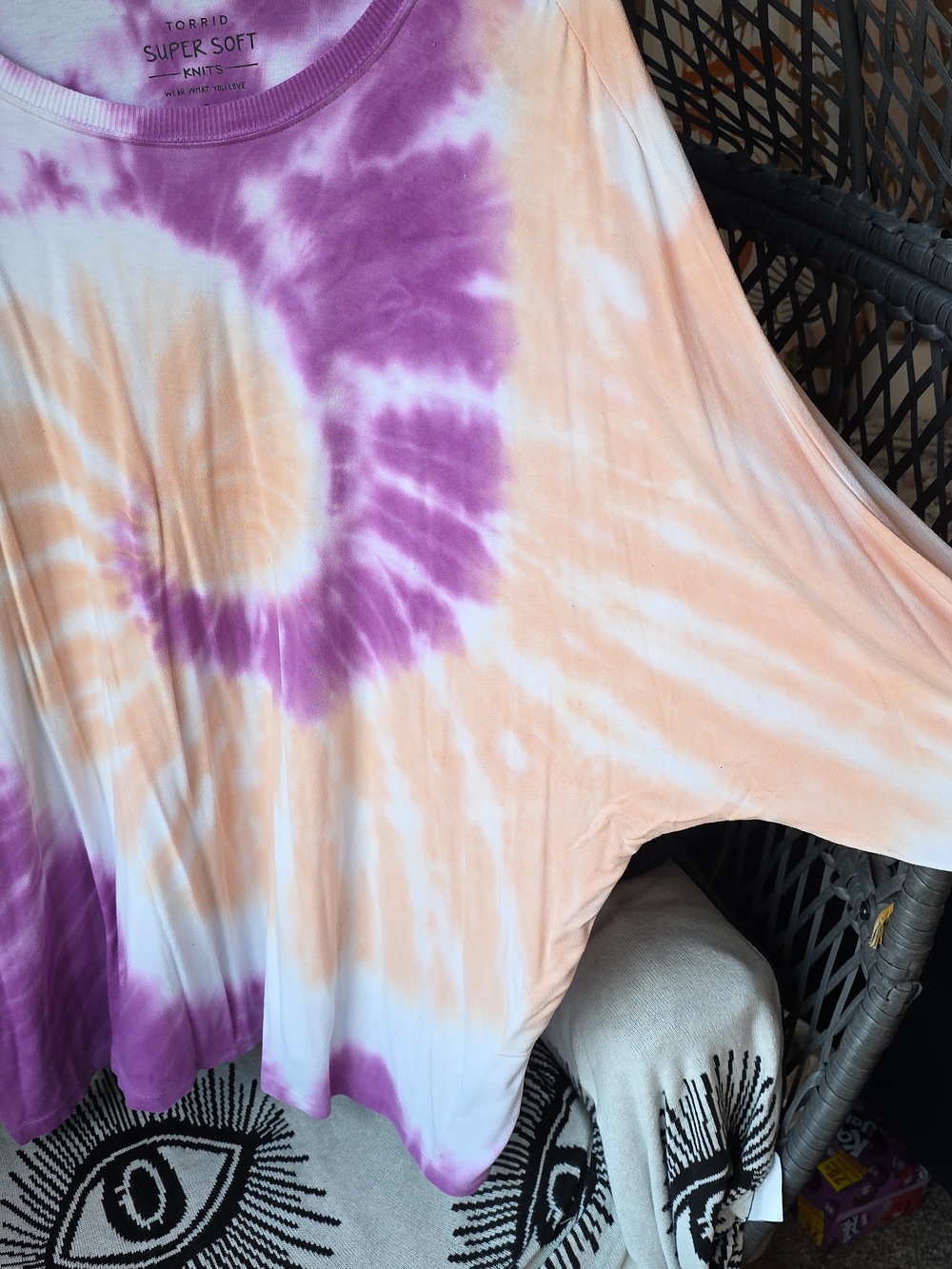 Torrid Purple & Peach Tie-Dye Long Sleeve Top - Picture 3 of 4